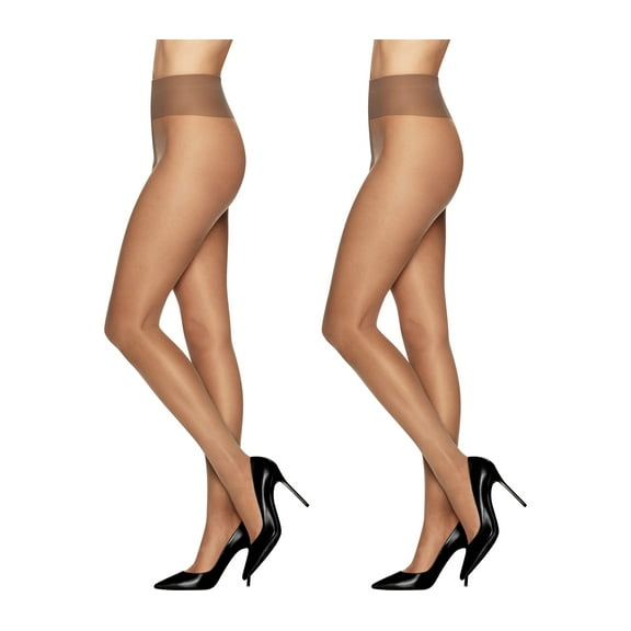 L'eggs Women's Sheer Energy Medium Leg Support Control Top Sheer Tights ST, 2 Pair, Size B Suntan