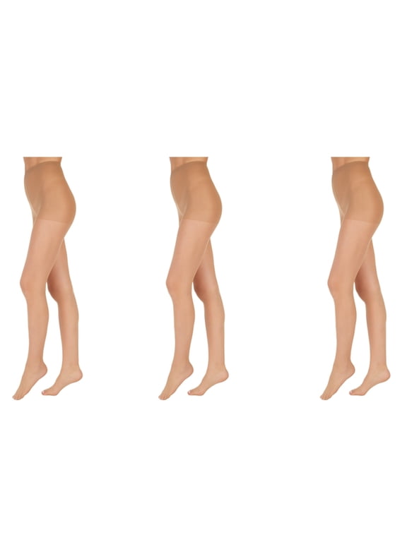 Women's and Women's Plus Everyday Control Top Sheer Toe Nylon Pantyhose 3 Pair