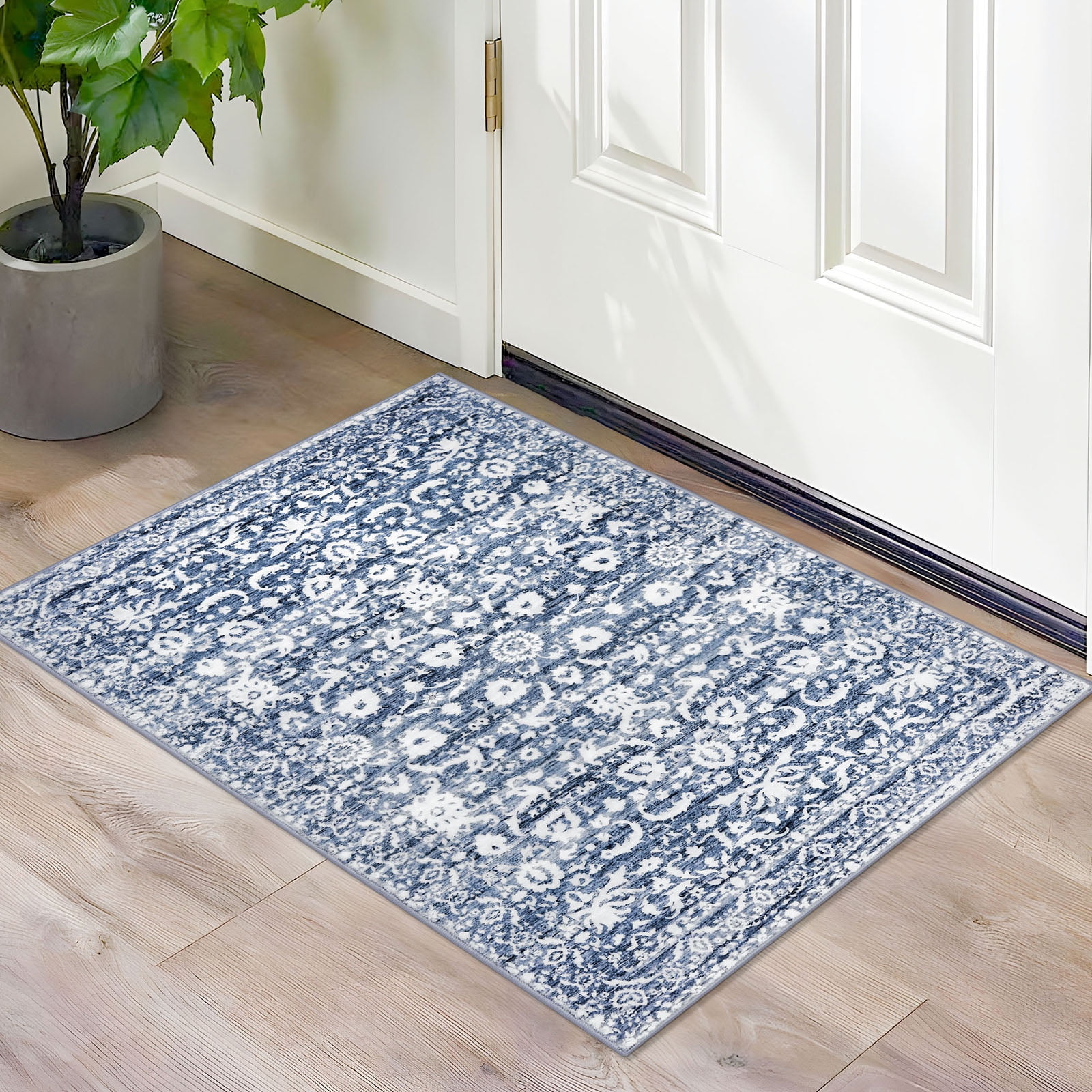 Blue Door Rug Suelur Throw Rugs with Rubber Backing Washable 2x3 Non Slip Small Area ...
