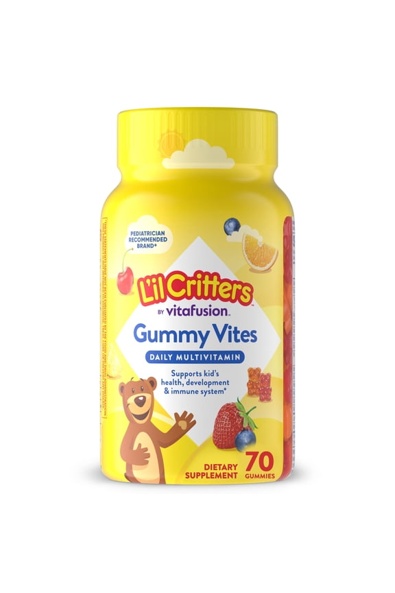 Lil Critters Gummy Vites, Daily Gummy Multivitamin for Kids Ages 2+, Fruit Flavors, 70 Count