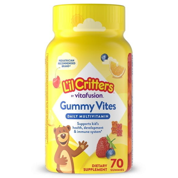 Lil Critters Gummy Vites, Daily Gummy Multivitamin for Kids Ages 2+, Fruit Flavors, 70 Count