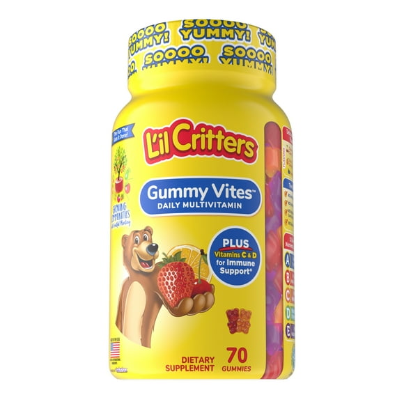 Lil Critters Gummy Vites, Daily Gummy Multivitamin for Kids Ages 2+, Fruit Flavors, 70 Count