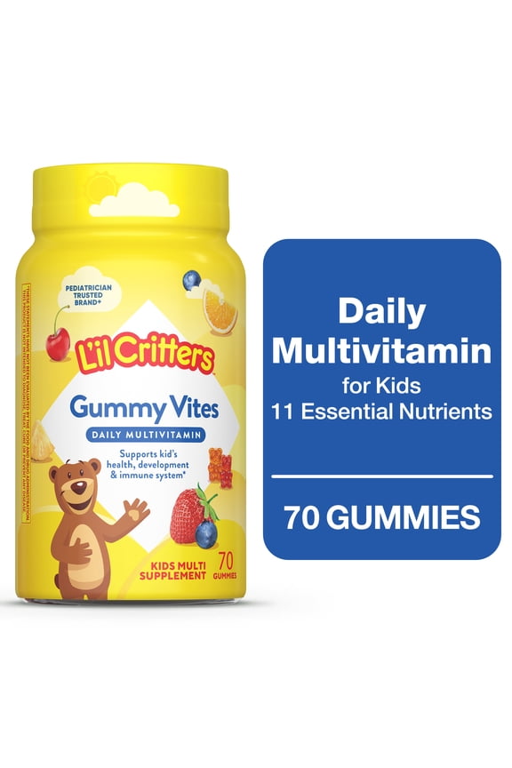 Lil Critters Gummy Vites, Daily Gummy Multivitamin for Kids Ages 2+, Fruit Flavors, 70 Count