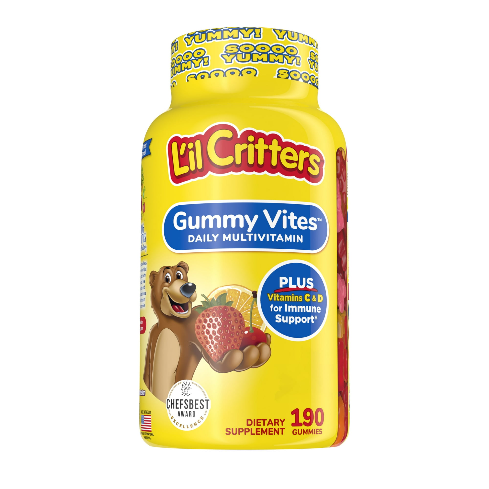 Lil Critters Gummy Vites Daily Gummy Multivitamin for Kids, Vitamin C, D3 for Immune Support