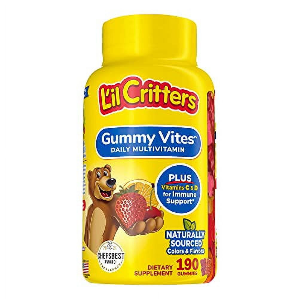 L'il Critters Gummy Vites Daily multivitamin: Vitamins C, D3 and Zinc for Immune Support 190 ct (95-190 day supply), 5 delicious flavors from America??s number one Kids Gummy Vitamin Brand