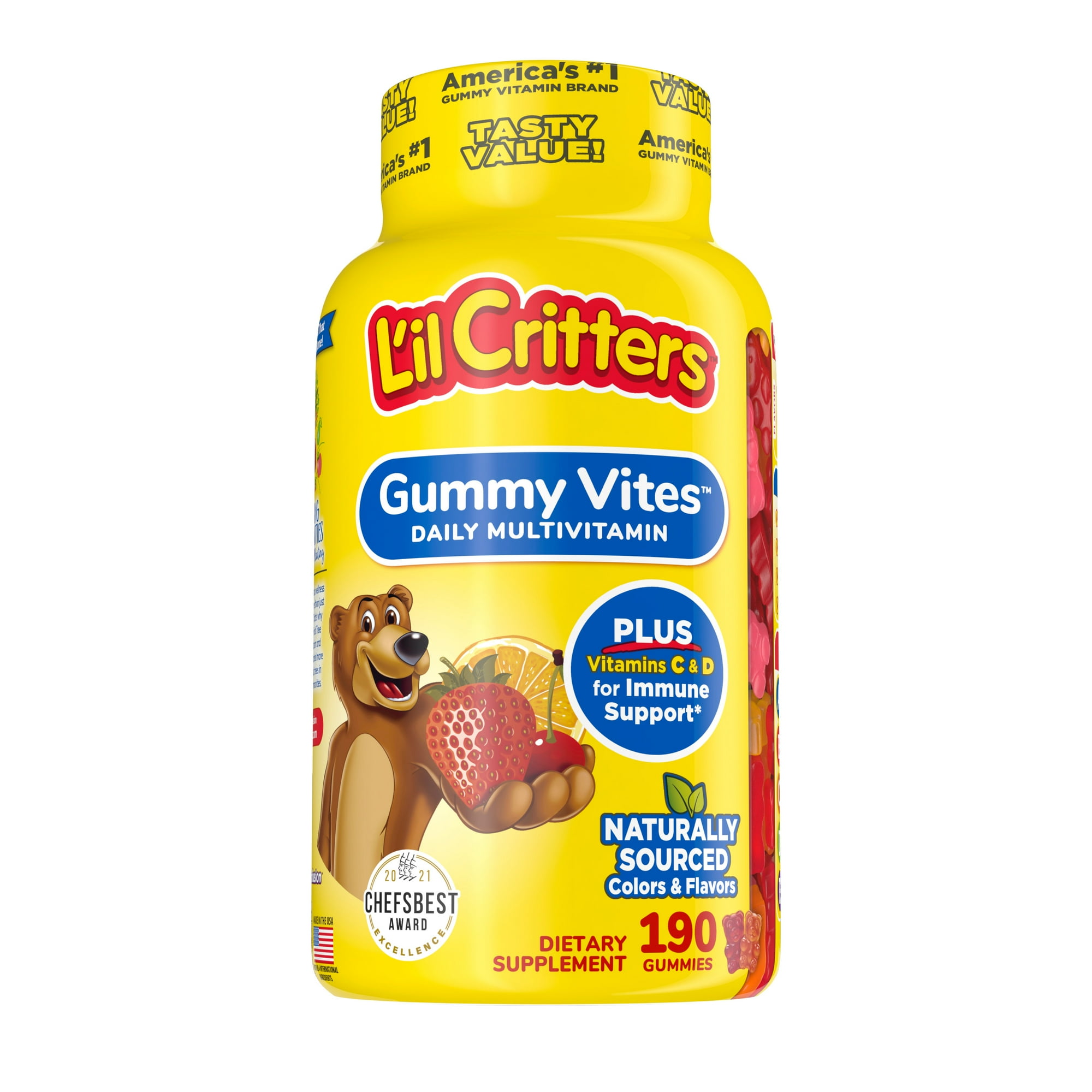 L’il Critters Gummy Vites Kids Gummy Multivitamins, Fruit Flavored Gummy Vitamin, 190-count