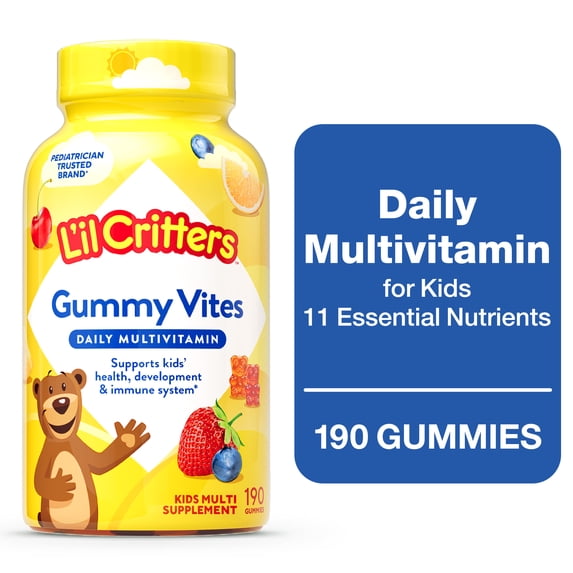 L’il Critters Gummy Vites Kids Multivitamin Gummies, Mixed Fruit, 190 Count, Immune Support
