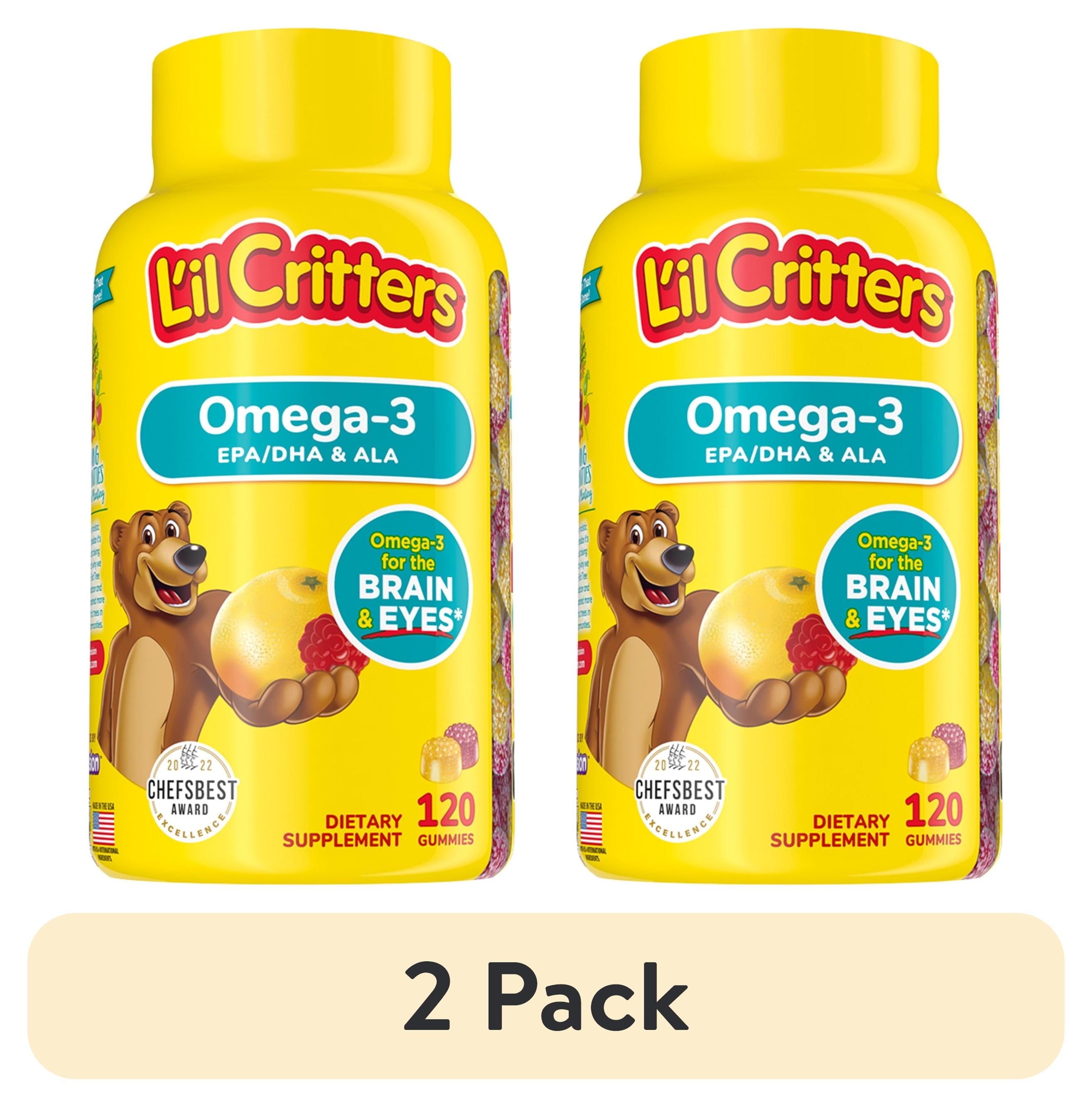 (2 pack) L'il Critters Kids Omega3 Gummy, 3 fatty acids, DHA, EPA and