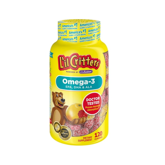 L'il Critters Omega3 EPA/DHA & ALA Dietary Supplement, Zesty Raspberry