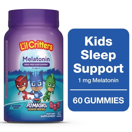 L'il Critters PJ Masks Melatonin Gummy Supplements, Supports Sleep, 60 Gummy Vitamins
