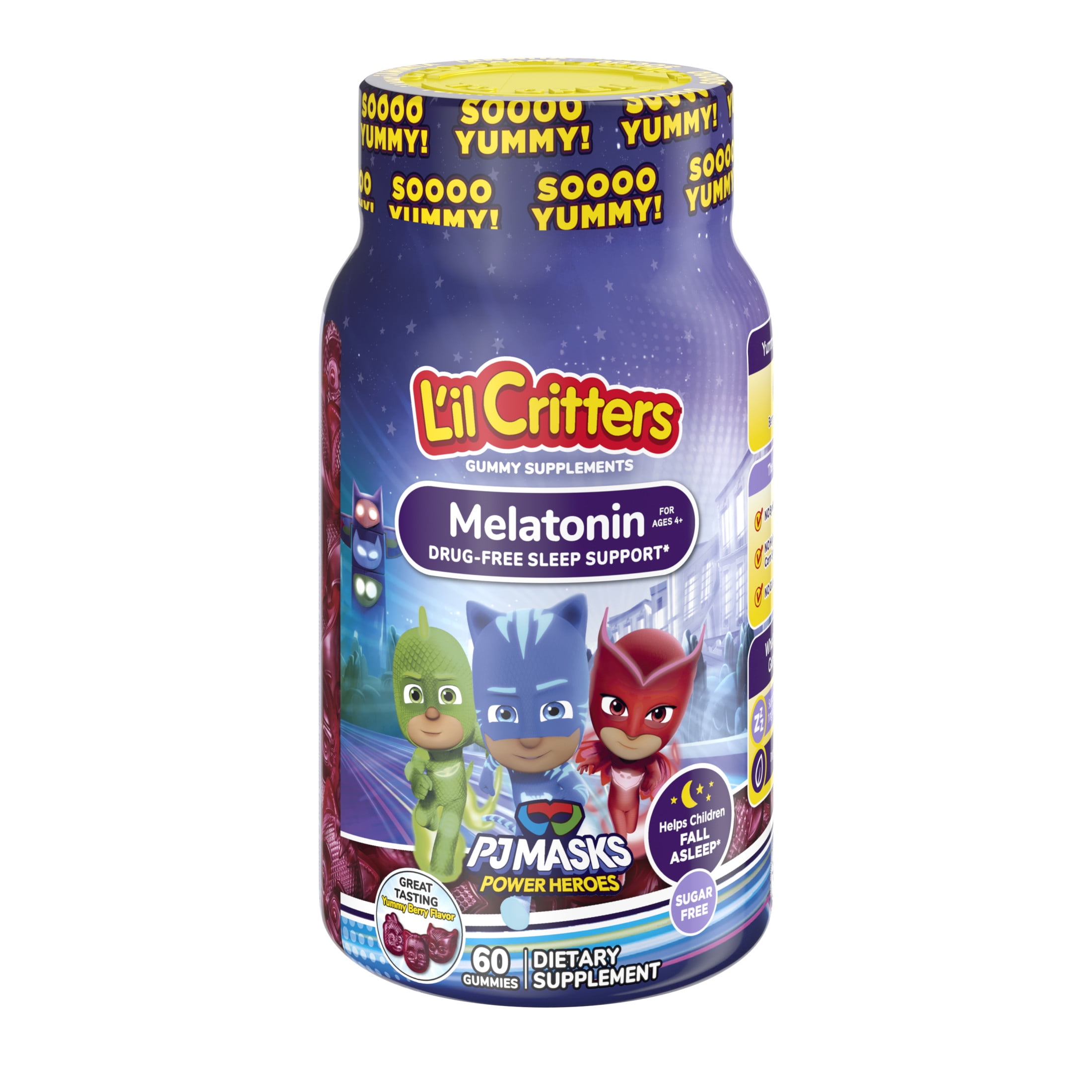 L'il Critters PJ Masks Melatonin Gummy Supplements, Supports Sleep, 60 Gummy Vitamins