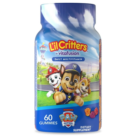L’il Critters Paw Patrol Childrens Multivitamin Gummies for Childrens Health, Mixed Fruit, 60 Count