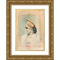 thumbnail image 1 of Léon Bakst 18x24 Gold Ornate Framed and Double Matted Museum Art Print Titled - Portrait of a Girl Wearing a Kokoshnik in Profile, 1 of 4