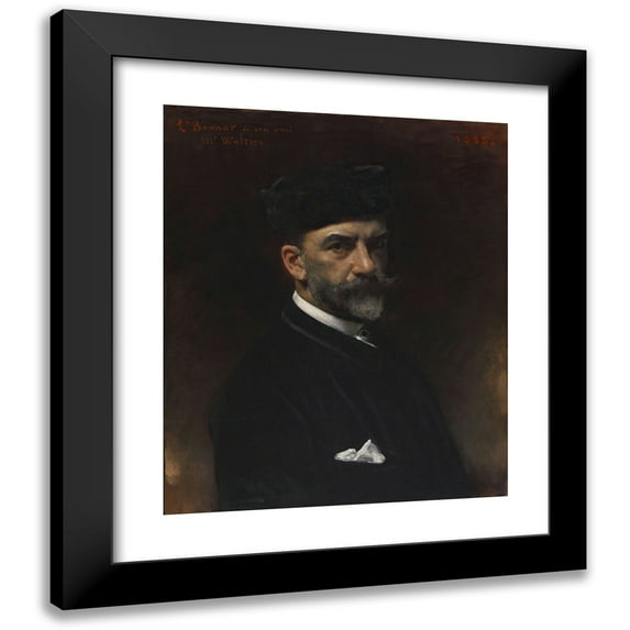 Léon Bonnat 12x14 Black Modern Framed Museum Art Print Titled - Portrait of the Artist (1885)