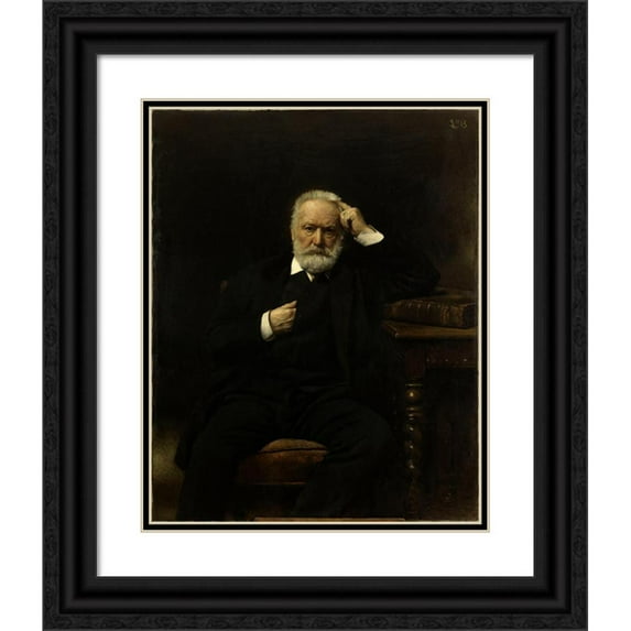 Léon Bonnat 15x18 Black Ornate Wood Framed Double Matted Museum Art Print Titled - Portrait of Mr. Victor Hugo (1879)