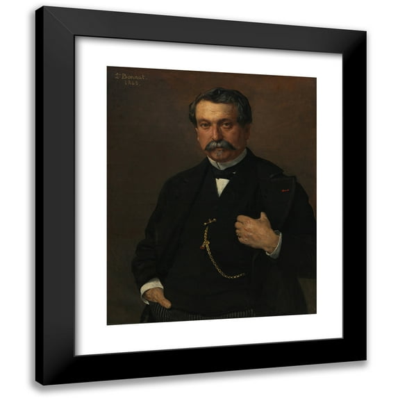 Léon Bonnat 20x24 Black Modern Framed Museum Art Print Titled - Portrait of a Man (1868)