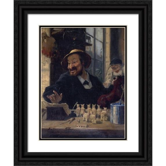 Léon Dehaisne 15x18 Black Ornate Wood Framed Double Matted Museum Art Print Titled - Portrait of Alexandre Schanne (1823-1887), Model of ‘Schaunard’ by ‘La Vie De Boheme’ by Murger (188