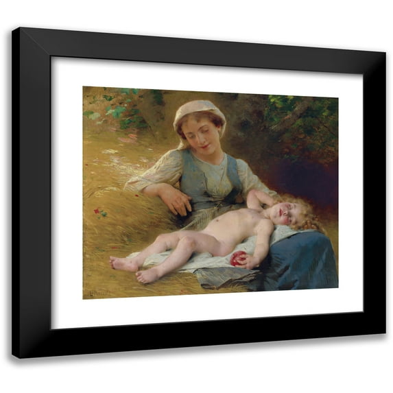 Léon-Jean-Basile Perrault 17x15 Black Modern Framed Museum Art Print Titled - Fast Asleep (1896)