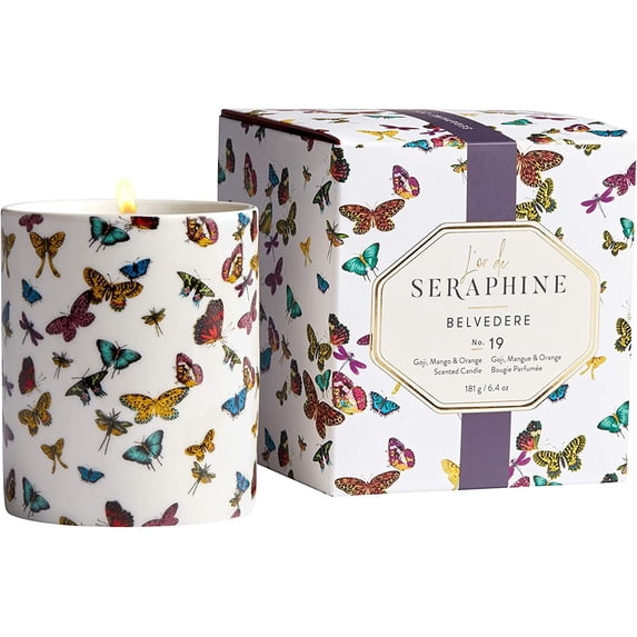 L'or de Seraphine Belvedere Scented Candle Fragrance No. 19 Fruity & Fresh Notes 45 Hour Burn Time Luxury Scented Candle for Home & Leisure 6.4 oz
