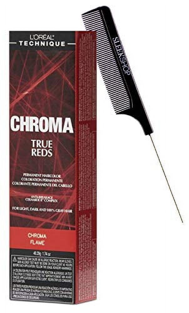 L'oreal Technique CHROMA TRUE REDS Permanent Hair Color for Light, Dark, 100 Gray Hair (w/Sleek