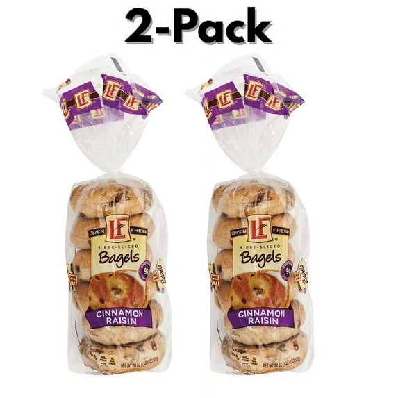 L'oven Fresh Cinnamon Raisin Bagels, 6 count 20 oz,2-Pack