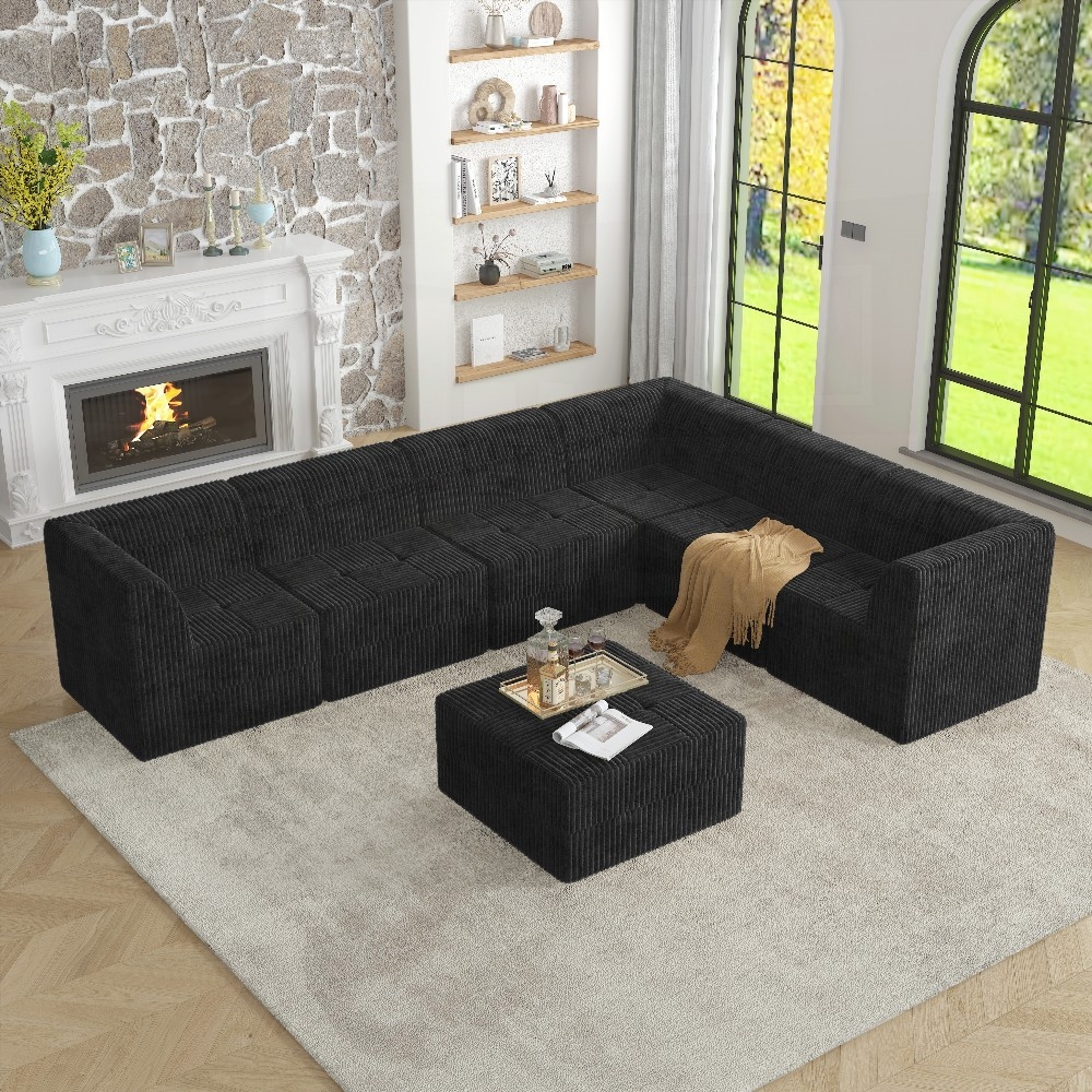 L shape DIY Compressed Modular Sectional Sofa in Modern Minimalist ...