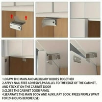 L-shaped Cabinet Magnetic Catch, Sliding Door Wardrobe Door Magnetic Strip Patch Absorber, Strong Durable Kitchen Closet Door Closing Catch Closer, Ultra Thin Catch