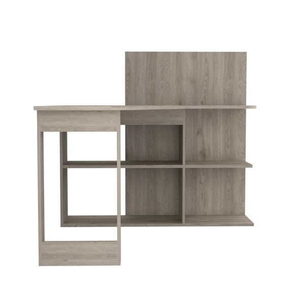 L-shaped Computer Desk , Gray Office Furniture With Copious Work Surface And Multiple Shelving Levels For Peak Efficiency Performance, Easy Assembly Office, Plentiful Workspace Optimal To Put