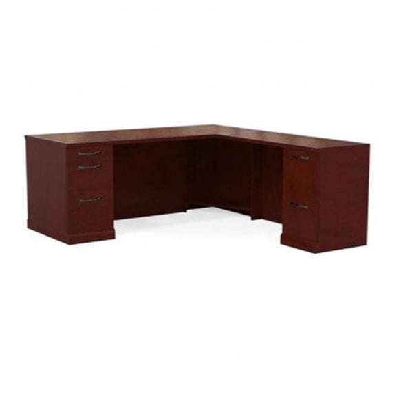 Mayline SLRSBF72SCR Right Return Sorrento Executive L Straight Front Desk with Pencil, Box-File & File-File Pedestals, Bourbon Cherry - 29.5 x 72 x 30 in.