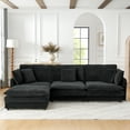 thumbnail image 1 of L-shaped Convertible With , 4 Seater In Black Towel Fabric Sectional For Living Room, 1 of 6