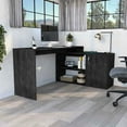 thumbnail image 1 of L-shaped Office Desk - Oak, 30.74 In. High, Ergonomic With Particle Board Functional Storage, 1 of 3