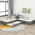 thumbnail image 1 of L-shaped Platform Bed with Trundle and Drawers, Twin Size Platform Bed Frame Linked with built-in Flip Square Table, Wood Bedroom Living Room Corner Bed for Teens Boys and Girls, Gray, 1 of 7
