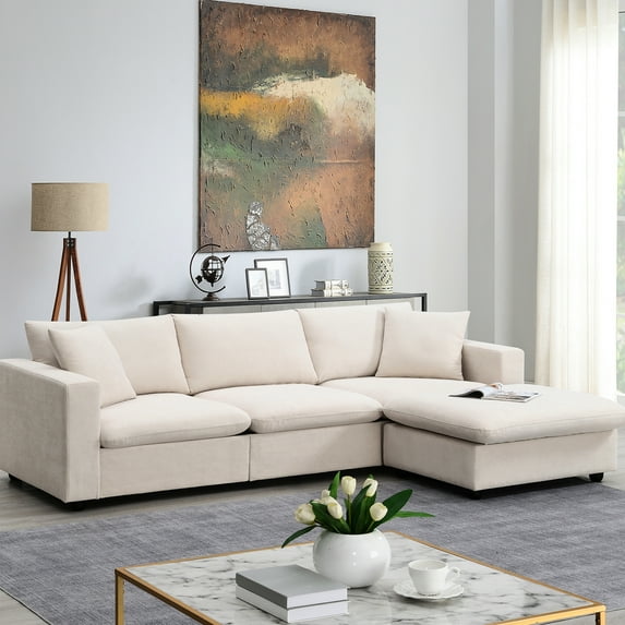 L-shaped Sectional With Movable , 4 Comfortable Couch For Living Areas, Apartments, Offices, Iron Construction, Cozy Seat Couch, Room, Apartment, Office, Frame, Lounging Area