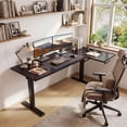 thumbnail image 1 of 55 Inch L Shaped Standing Desk, 55 x 32 Sit Stand up Desk, Height Adjustable Computer Desk, Reversible Corner Workstation, Carbon Fiber Black, 1 of 7