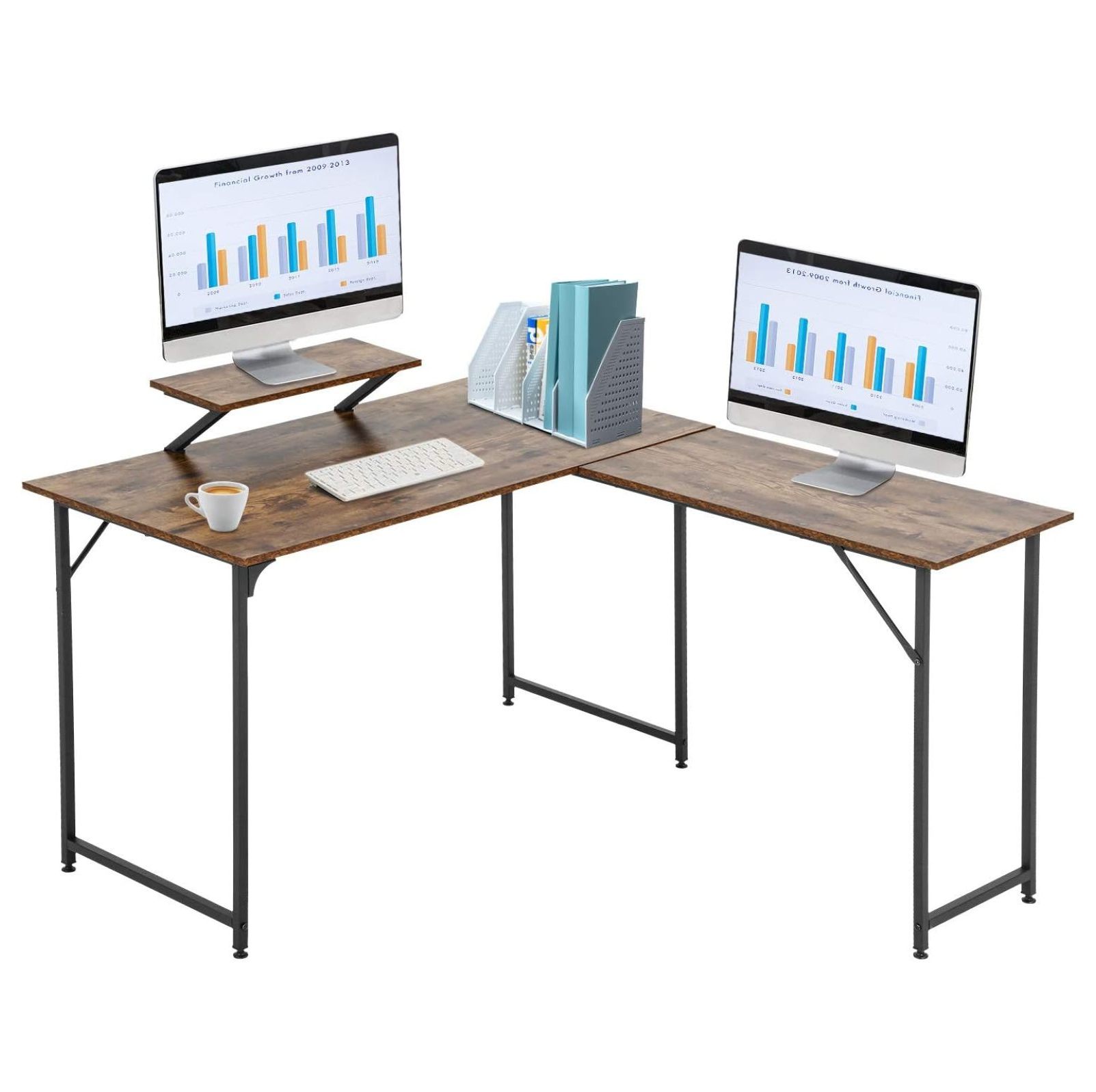 Lshaped computer desk, industrial corner game table, office writing