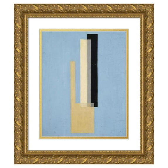 László Moholy-Nagy 15x18 Gold Ornate Wood Frame and Double Matted Museum Art Print Titled - Construction (circa 1920-22)