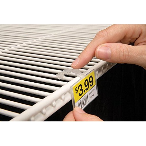 L x 1.25" H Clear Plastic Double-Wire Shelf Label Holder with Snap Lock Closure - 150 Pack - Value Pack