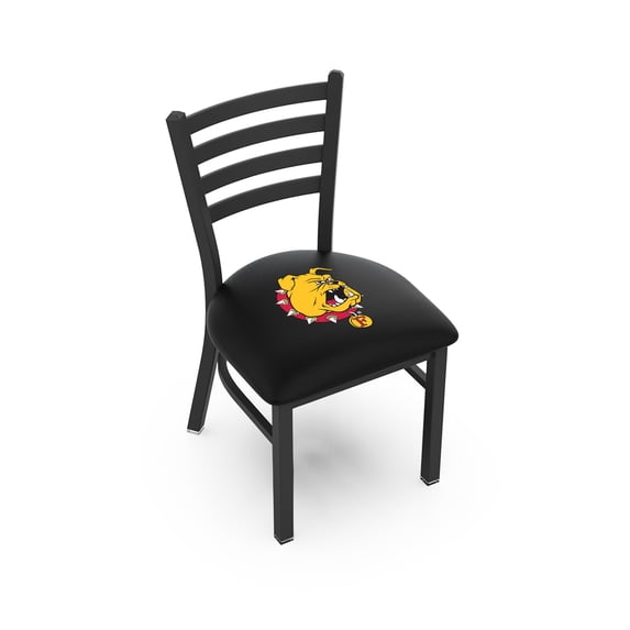 L00418 Black Wrinkle Ferris State Stationary Chair with Ladder Style Back by Holland Bar Stool Co.