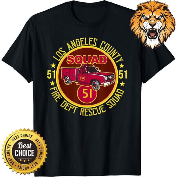 L0s Angeles County 51 Truck Fire Dept Rescue Squad T Shirt S-5XL