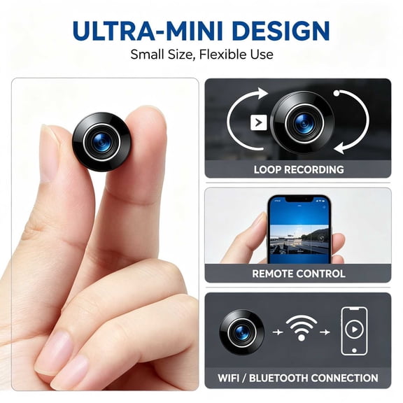 Mini Portable Camera 1080P, Small Pocket Camcorder with Night Vision Motion Detection Loop Recording, Compact Body Worn Video Recorder for Travel Work DIY Outdoor Hiking Recording