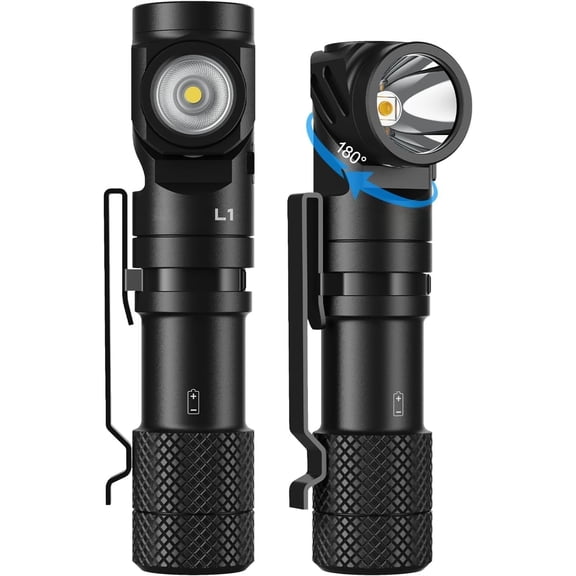 L1  Flashlights High Lumens, 2000 Lumen Bright Flashlight, Dual Light Sources Flashlight with 180? Rotating , IP68  Handheld Flash Light for  Camping (519A)