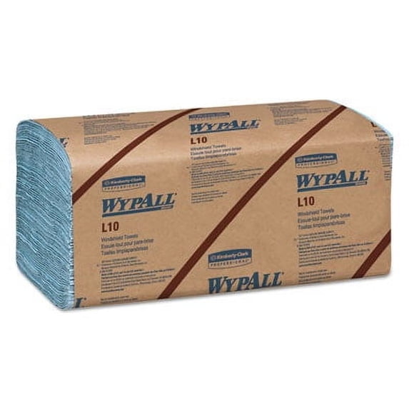 Wypall GeneralClean L10 Light Cleaning Windshield Towels - 1 Ply - Single Fold - 9.10" Width x 10.25" Length - Blue - Paper - 224/Pack - 10 / Carton