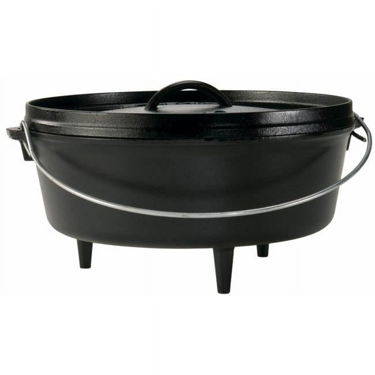 Black Cast Iron 6 Quart Camp Dutch Oven with Lid