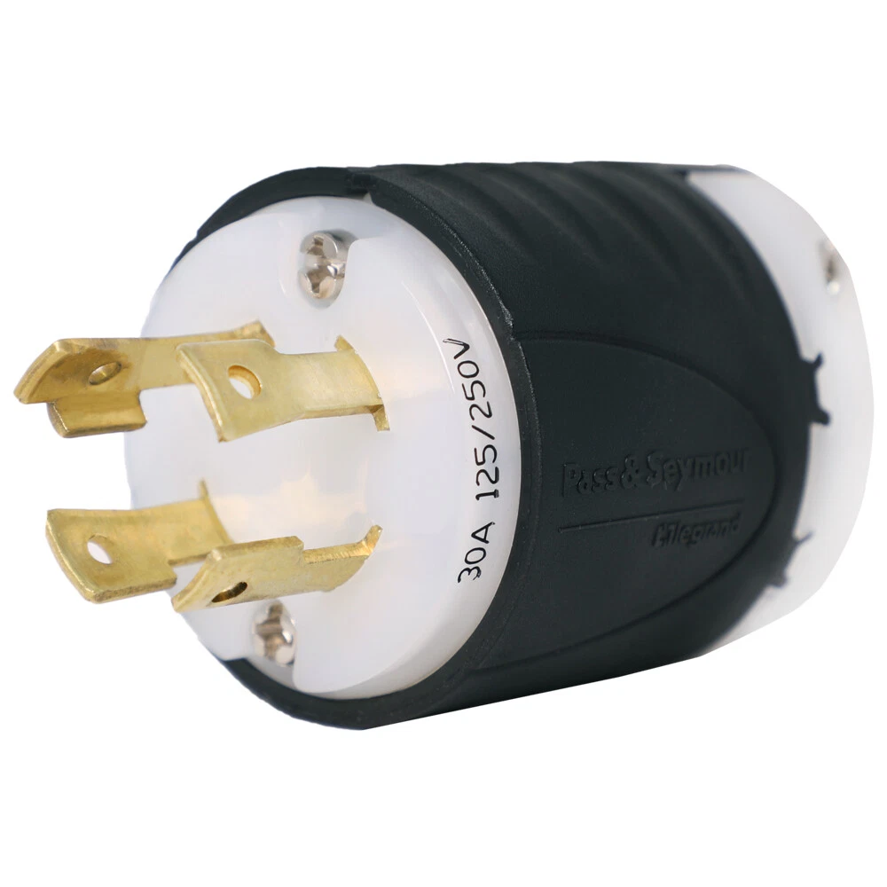 L14-30 Plug for 7500W+ Generators, Rated for 30A, 125/250V, 4-Prong