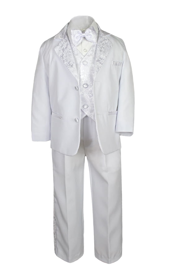 L17 New Boy Communion Baptism Formal Tuxedo Suit white S M L XL 2T 3T 4T 5 6 -20