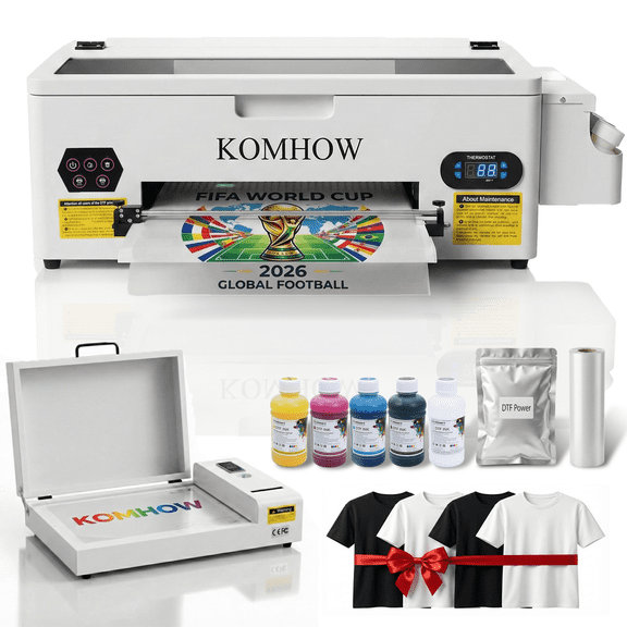 L1800 A3 DTF Printer Bundle with Curing Oven, Direct to Film Transfer Printing Machine for T-Shirts & All Fabrics, DIY Custom Apparel Printer with RIP Software