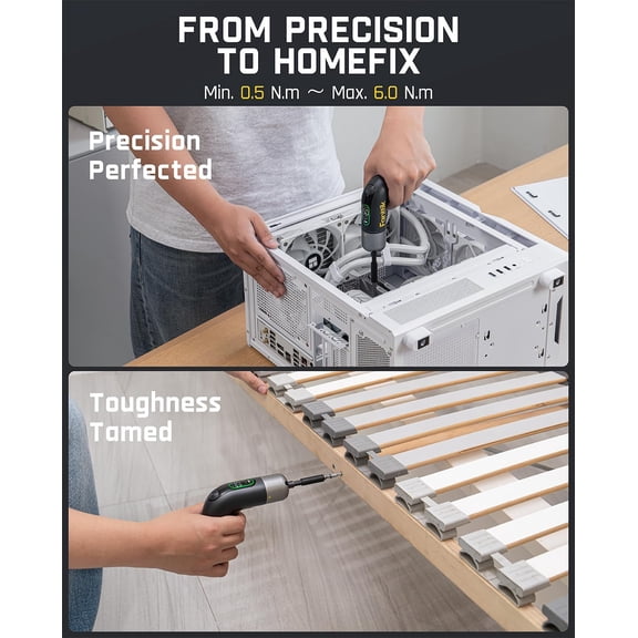L2 Pro Electric Screwdriver Set, Cordless Screwdriver, 20 Bits, 1/4'' Hex Chuck, Max 6Nm Torque, Digital Screen, Variable Speed, 2000mAh Rechargeable Battery, Tech Tool for  Enthusiasts