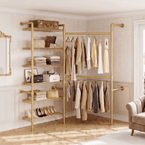 ROGALIS H3 Wall Mounted Clothes Rack, Industrial Pipe Closet Organizers ...
