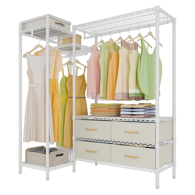 L20 Corner Garment Rack Heavy Duty L Shaped Clothing Rack with Hanging