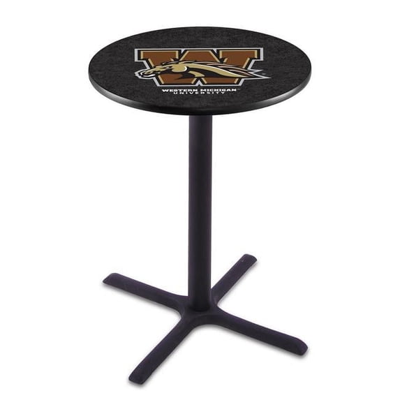L211 Western Michigan University 36'' Tall - 36'' Top Pub Table with Black Wrinkle Finish